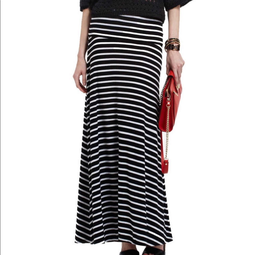 Karolin wide-banded striped rib skirt